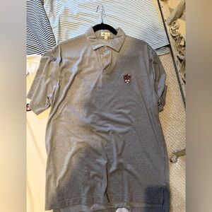 Gray Polo Shirt with Embroidered Logo auburn peter millar
